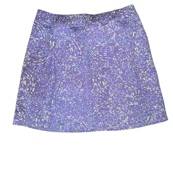 L.L. Bean girls skort athletic shorts purple lime green geometric size 14 50+UPF - Picture 2 of 7